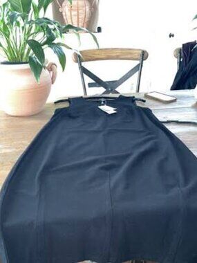 NWT Eileen Fisher Black Washable Stretch Crepe Round-Neck K/L Dress